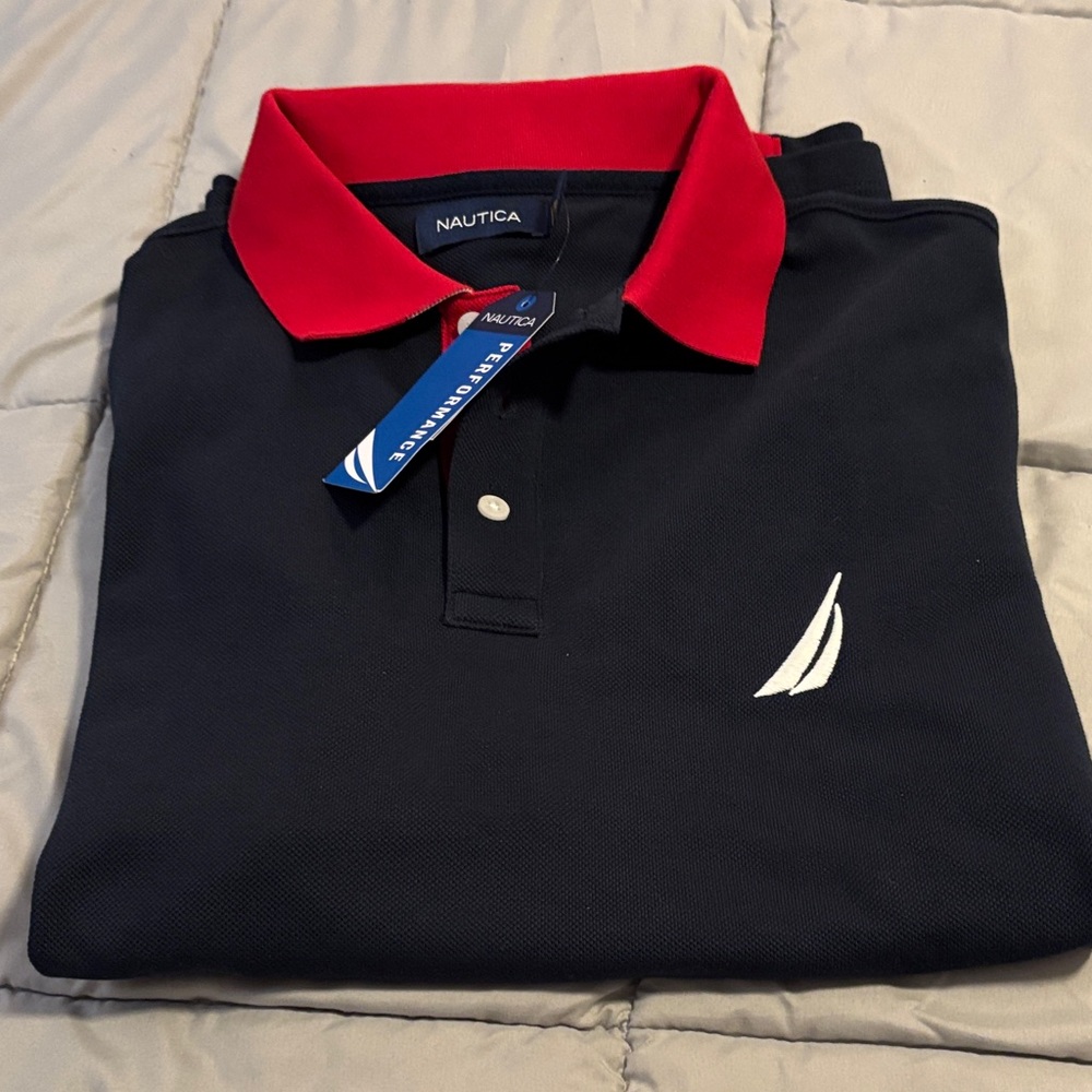 Nautica Navy Polo with Red Contrast Collar - Picture 10 of 14